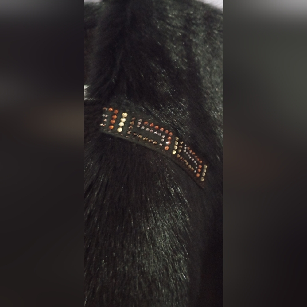 Brown Suede Coat with Black Fur Trim - Picture 2 of 7